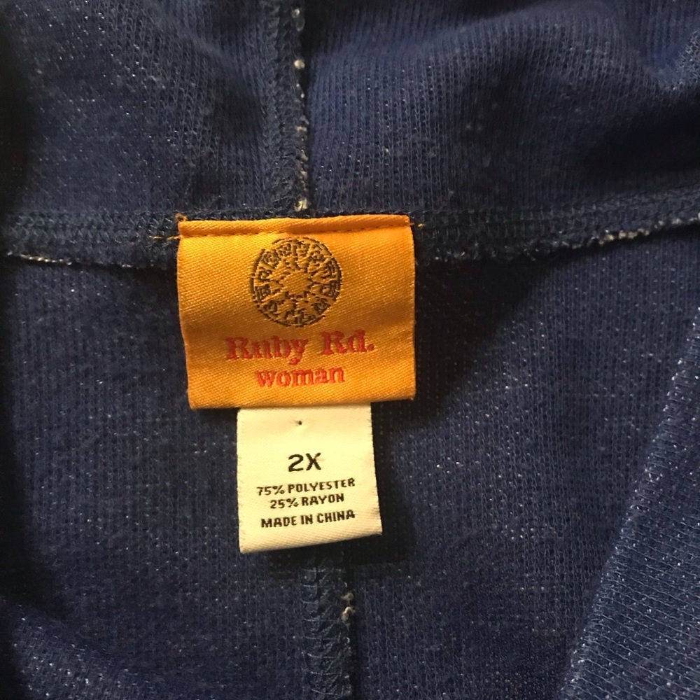 Ruby Rd. Cowl Neck Blue Oversized Sweat Blouse - image 5